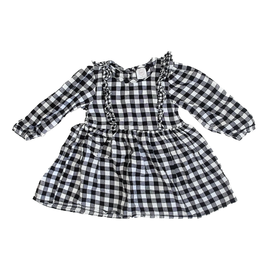 Wonder Nation Girls Black & White Gingham Dress Size: 18 Months Black & White Gingham