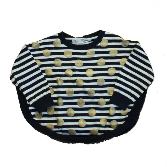 Cotton On Girls Black | White | Gold Polka Dots Sweater Size: 4T Black | White | Gold Polka Dots