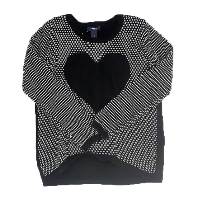 Gap Girls Black | White Heart Sweater Size: 8-9 Years Black | White Heart