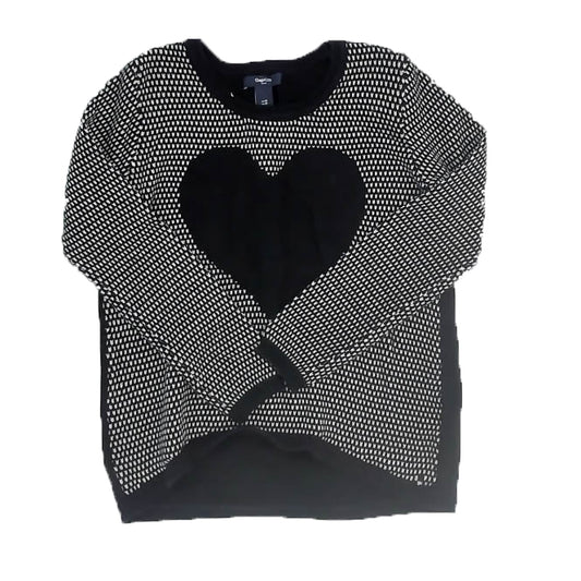 Gap Girls Black | White Heart Sweater Size: 8-9 Years Black | White Heart