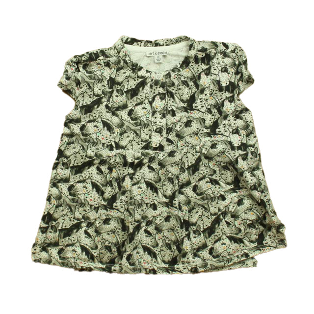 Art & Eden Girls Black | White Horses Short Sleeve Shirt Size: 4T