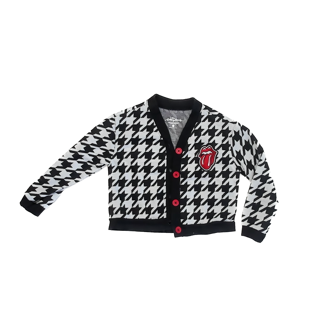 The Rolling Stones Girls Black & White Houndstooth Cardigan Size: 5T Black & White Houndstooth