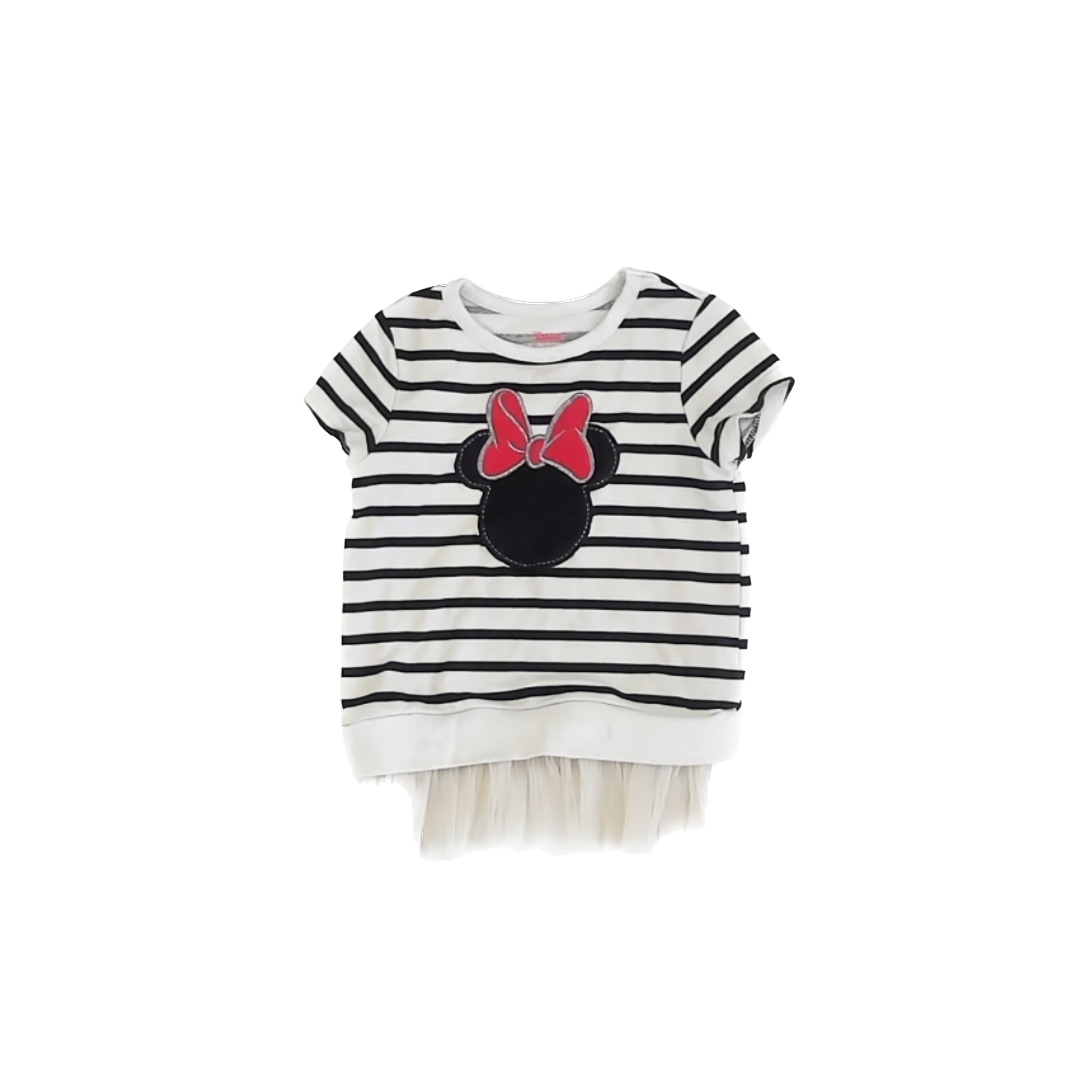 Minnie Mouse Girls Black | White | Minnie Short Sleeve Shirt Size: 5T Black | White | Minnie
