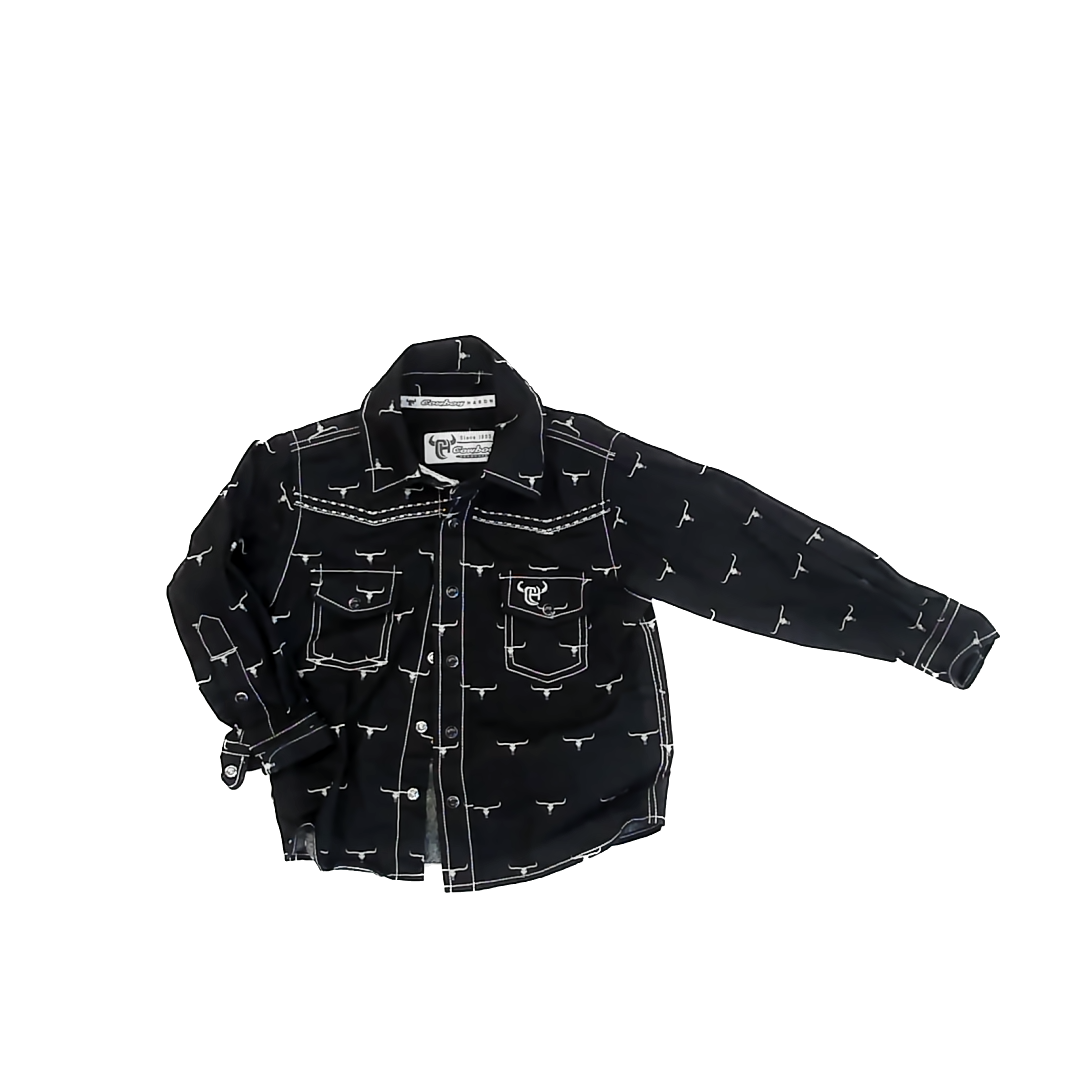 Cowboy Hardware Boys Black | White Pattern Button Down Long Sleeve Size: 2T Black | White Pattern