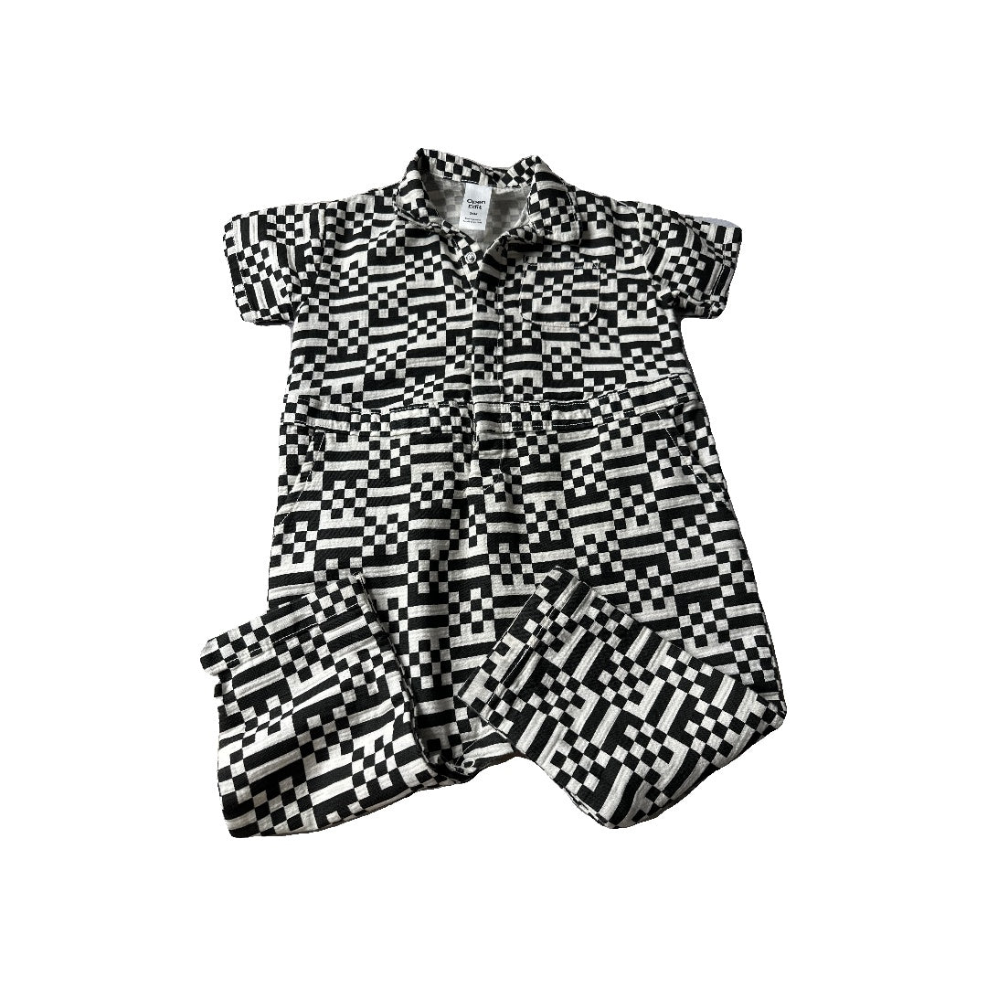 Open Edit Boys Black | White | Pattern Romper Size: 24 months Black | White | Pattern