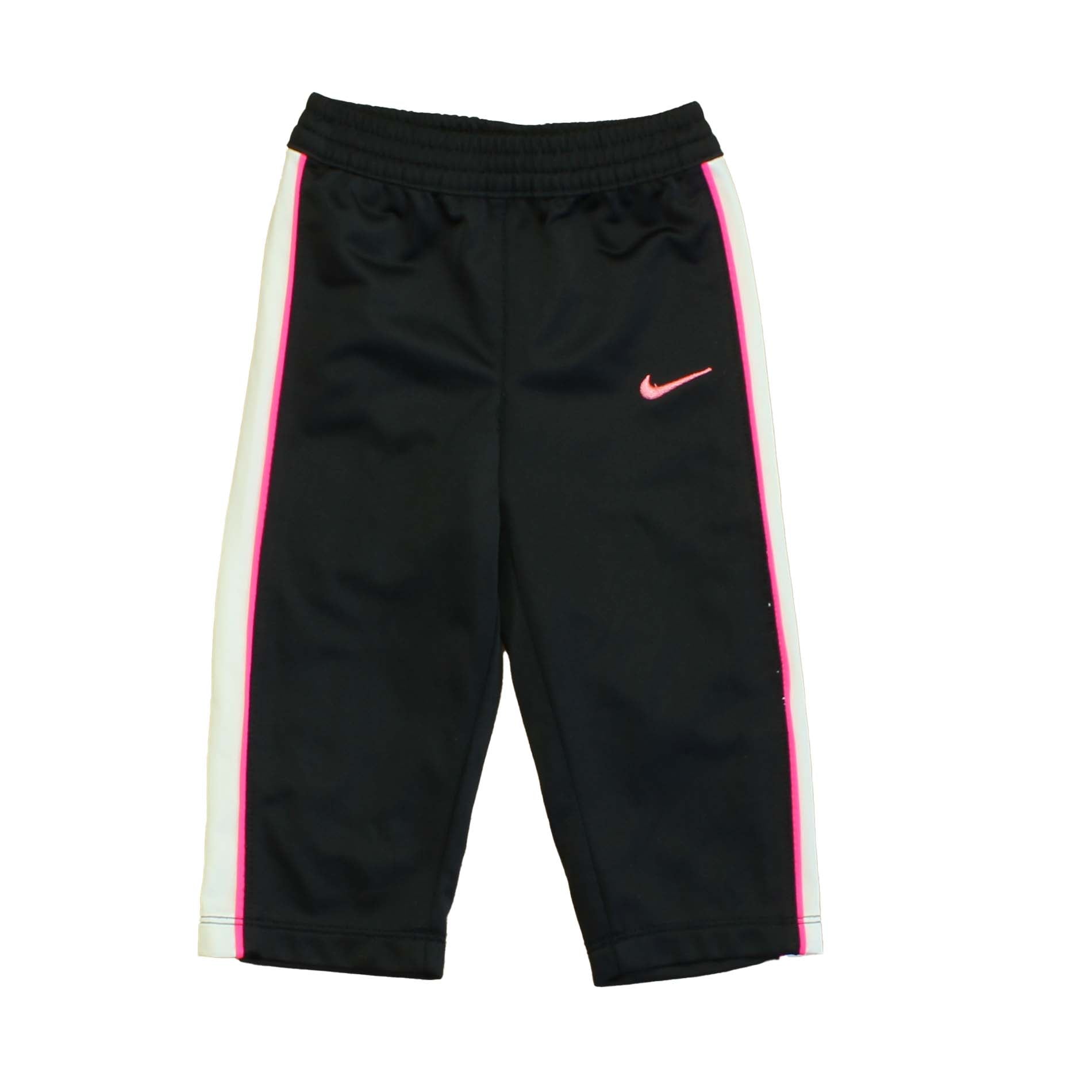 Nike Girls Black | White | Pink Athletic Pants Size: 18 Months Black | White | Pink