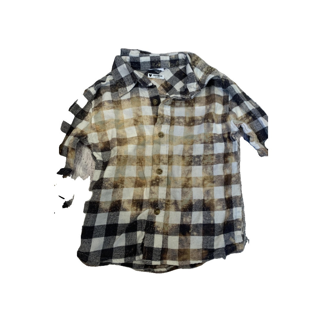 Lemon Aid Unisex Black | White | plaid | Tie Dye Button Down Short Sleeve Size: 2T Black | White | plaid | Tie Dye