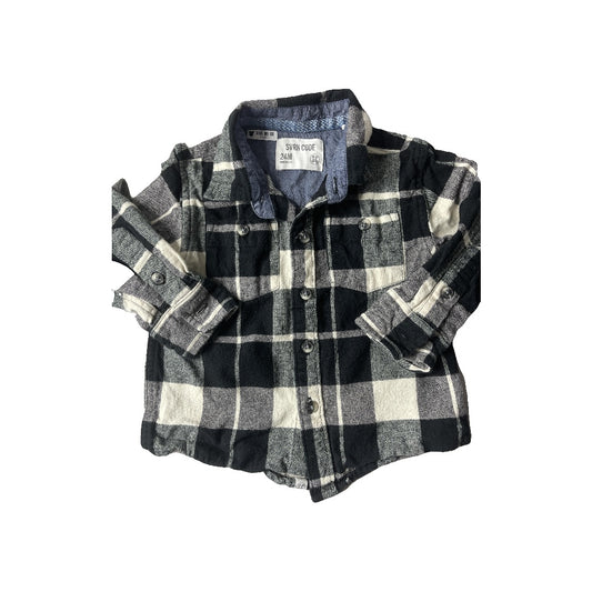 Sovereign Code Boys Black | White | plaid Button Down Short Sleeve Size: 24 months Black | White | plaid
