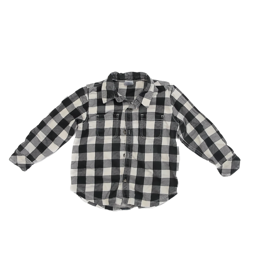 Hanna Andersson Unisex Black | White Plaid Button Down Long Sleeve Size: 4T Black | White Plaid