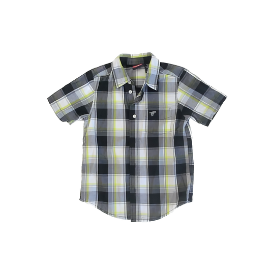 Wrangler Boys Black | White Plaid Button Down Short Sleeve Size: 4-5T Black | White Plaid