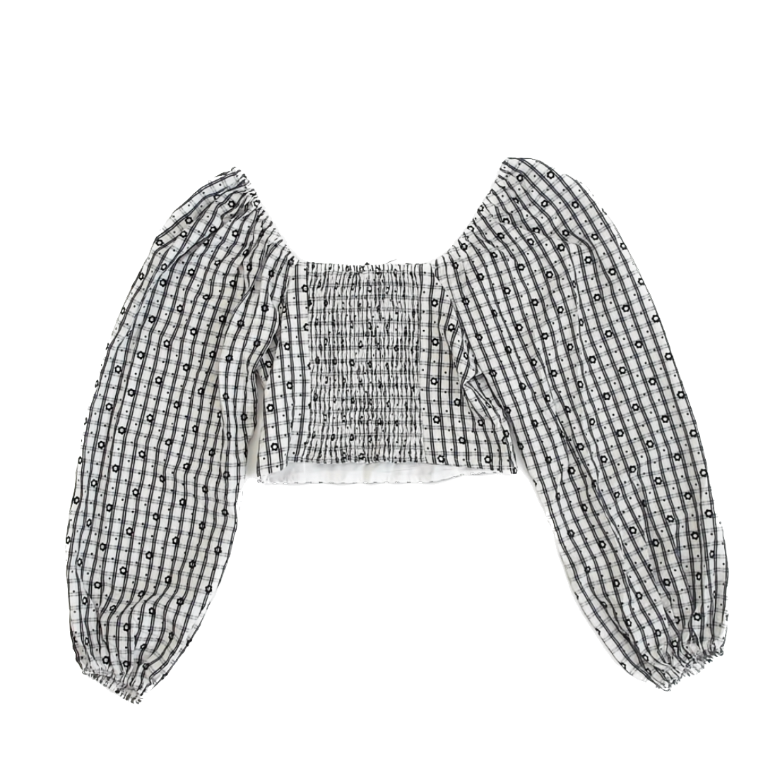 Lelis Girls Black | White Plaid Long Sleeve Shirt Size: Small Black | White Plaid