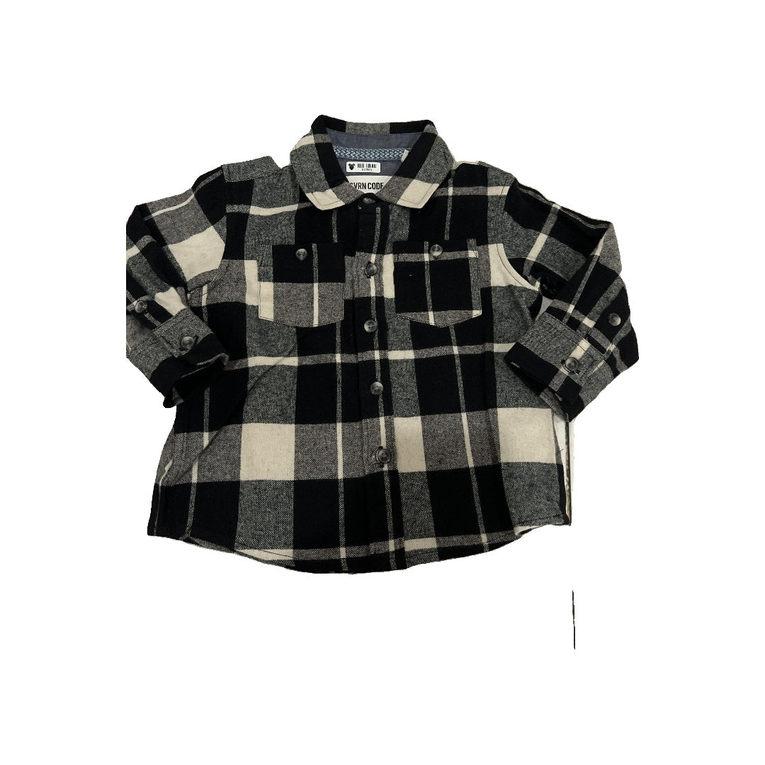 Sovereign Code Boys Black | White | plaid Button Down Short Sleeve Size: 18 months Black | White | plaid