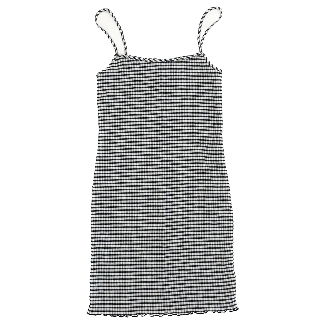 Gap Girls Black & White Plaid Dress Size: S (6-7) Black & White Plaid
