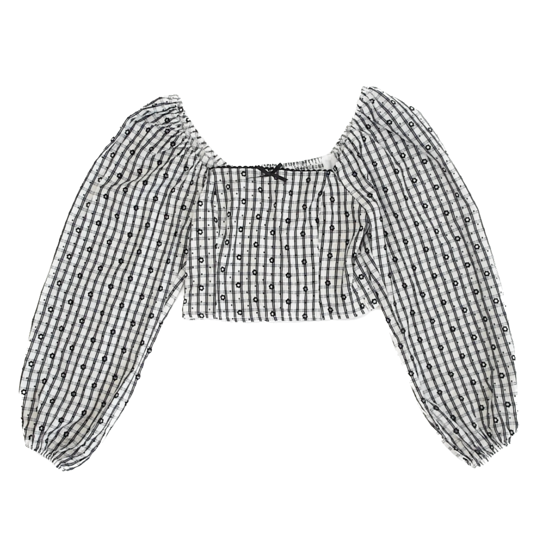 Lelis Girls Black | White Plaid Long Sleeve Shirt Size: Small Black | White Plaid