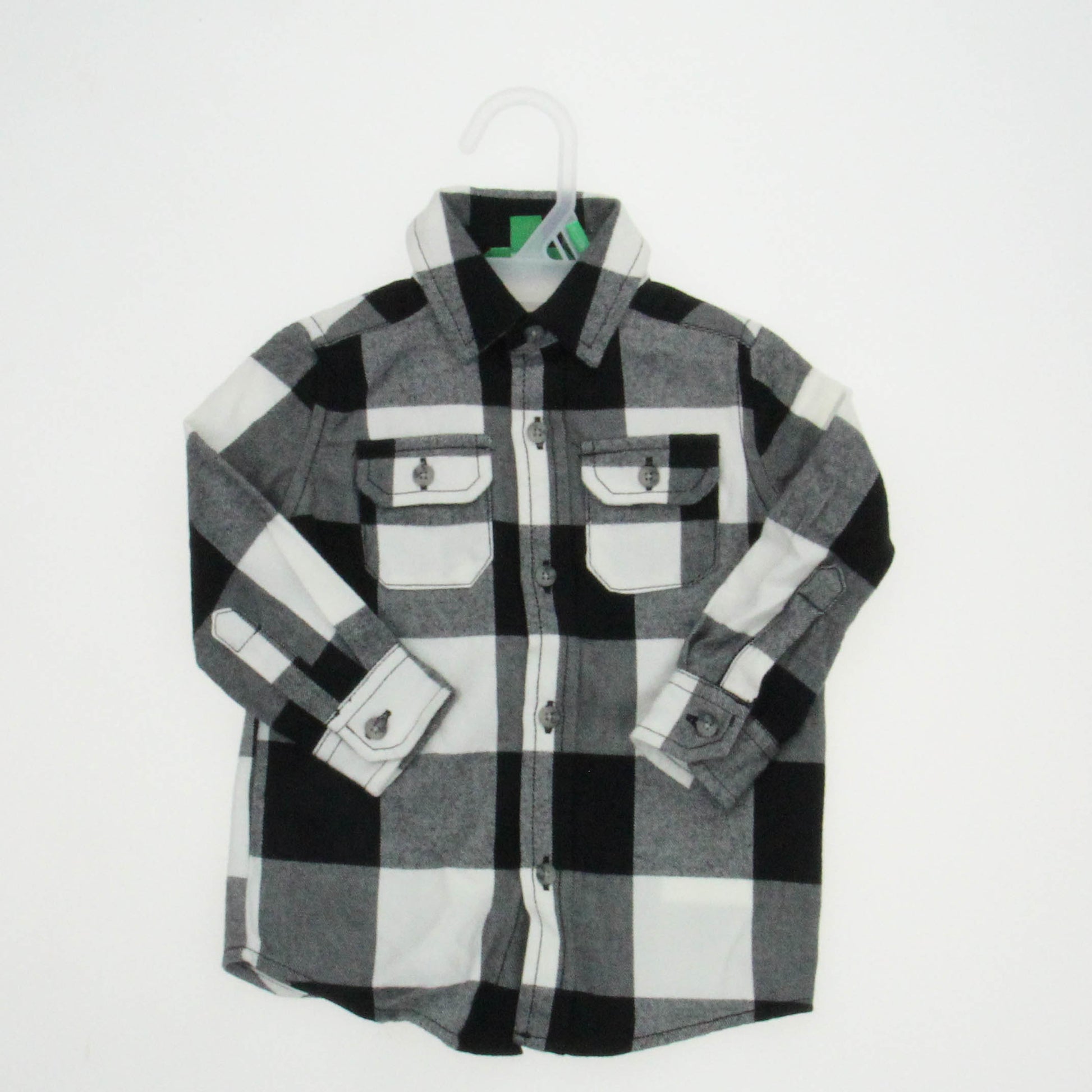 Dip . Boys Black | White Plaid Button Down Long Sleeve Size: 6-12 Months Black | White Plaid