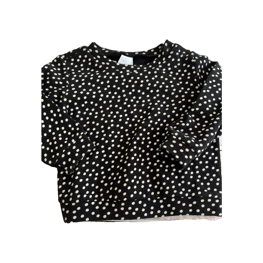 Harper Canyon Girls Black | White | polka dot Sweatshirt Size: 12 months Black | White | polka dot