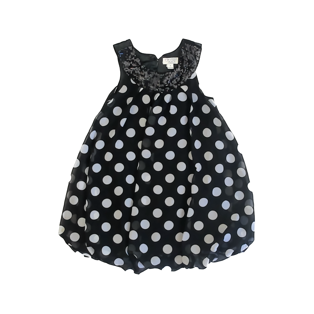 Children's Place Girls Black | White Polka Dots Special Occasion Dress Size: 5T Black | White Polka Dots