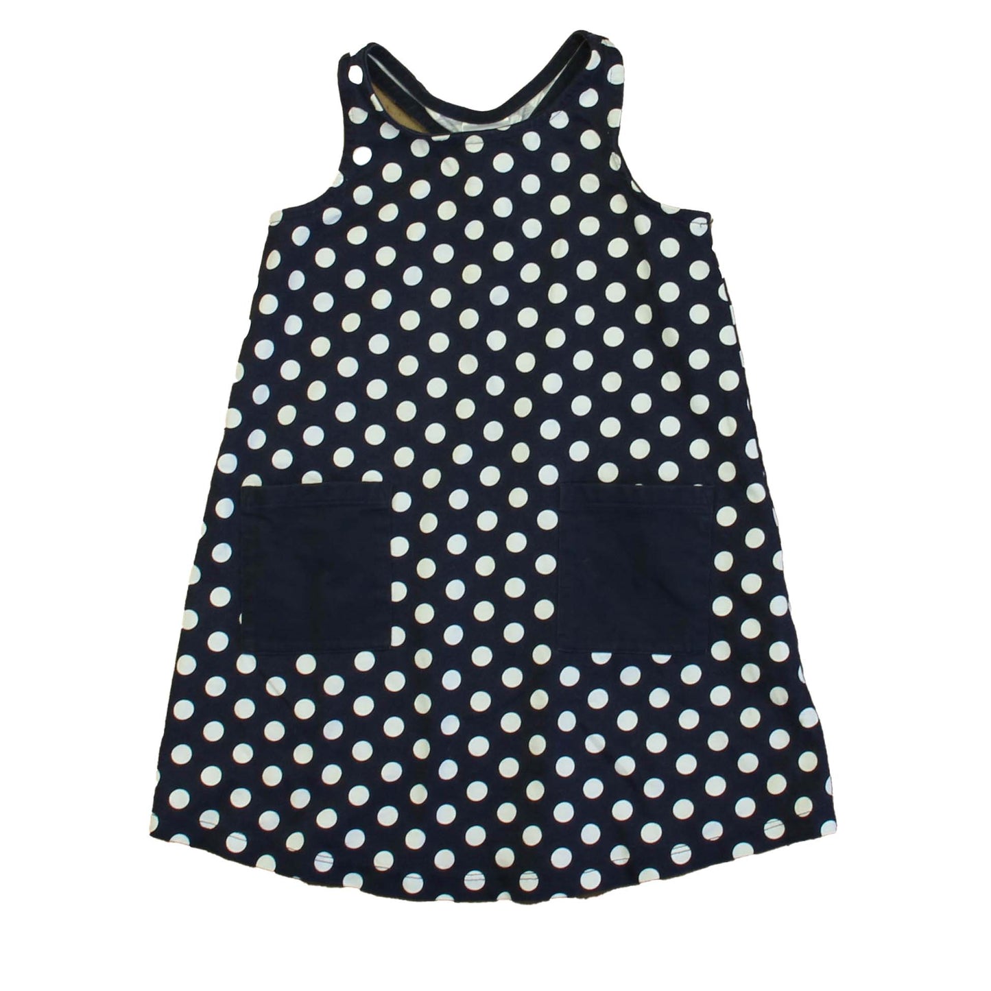Pre-owned - Good: Hanna Andersson Girls Navy | White Polka Dots Dress size: 4T