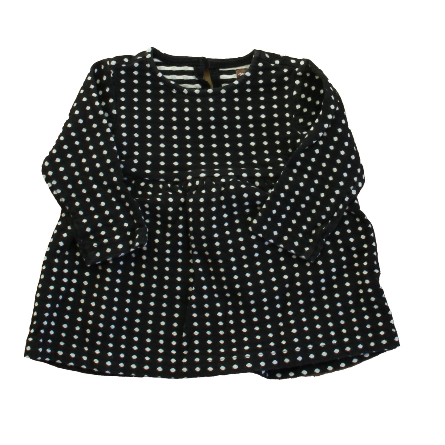 Tea Girls Black | White Polka Dots Long Sleeve Shirt Size: 9-12 Months