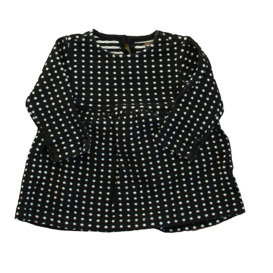 Tea Girls Black | White Polka Dots Long Sleeve Shirt Size: 9-12 Months Black | White Polka Dots