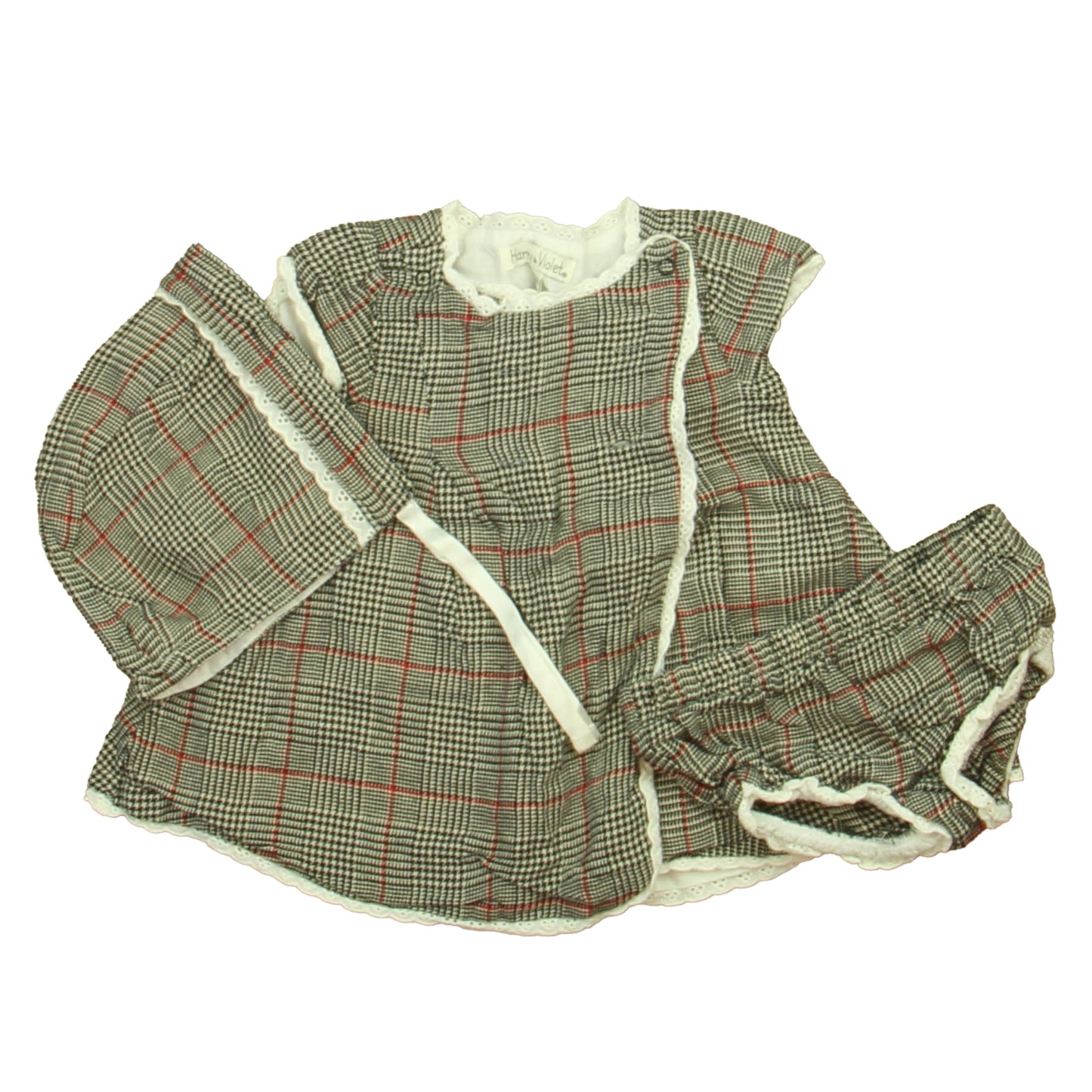 Harry & Violet Girls Black | White | Red Dress Size: 18 Months Black | White | Red