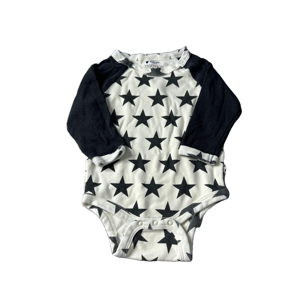 Babysoy Unisex Black | White | Stars Onesie Size: 3-6 months Black | White | Stars