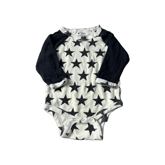 Babysoy Unisex Black | White | Stars Onesie Size: 3-6 months Black | White | Stars
