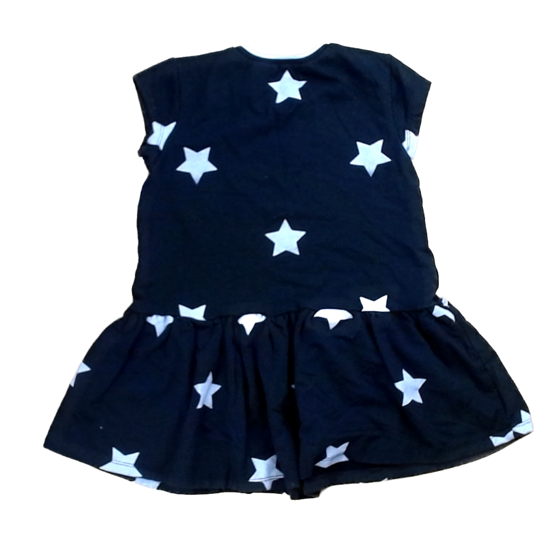 Rockets Of Awesome Girls Black | White Stars Dress Size: 4T - 7 Years Black | White Stars