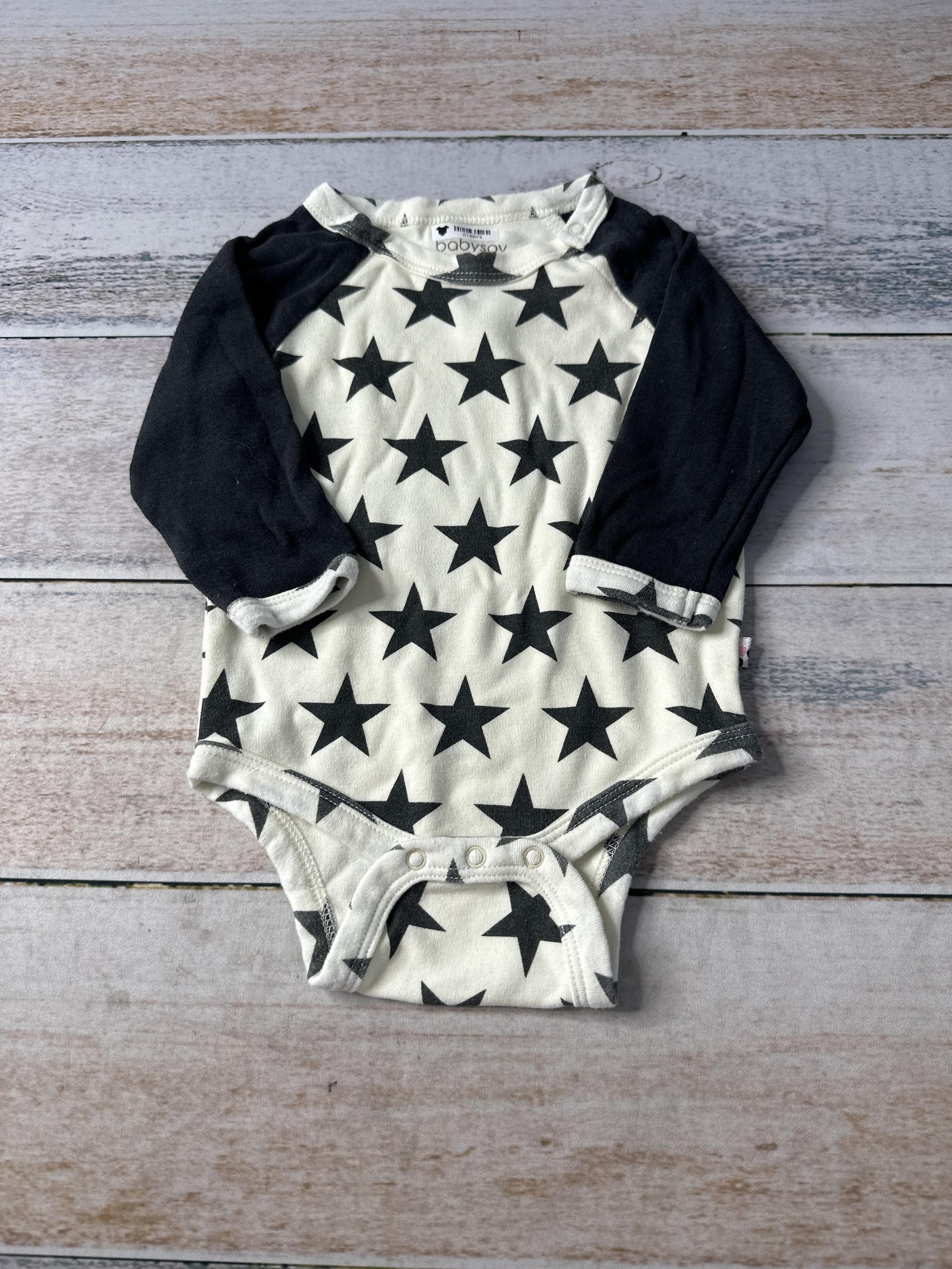 Babysoy Unisex Black | White | Stars Onesie Size: 3-6 months Black | White | Stars