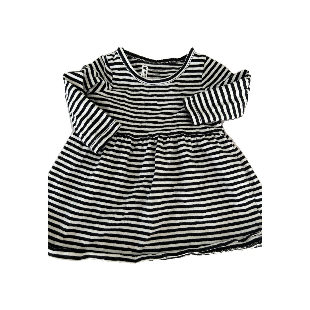 Carters Girls Black | White | Stripe Dress Size: 6 months Black | White | Stripe