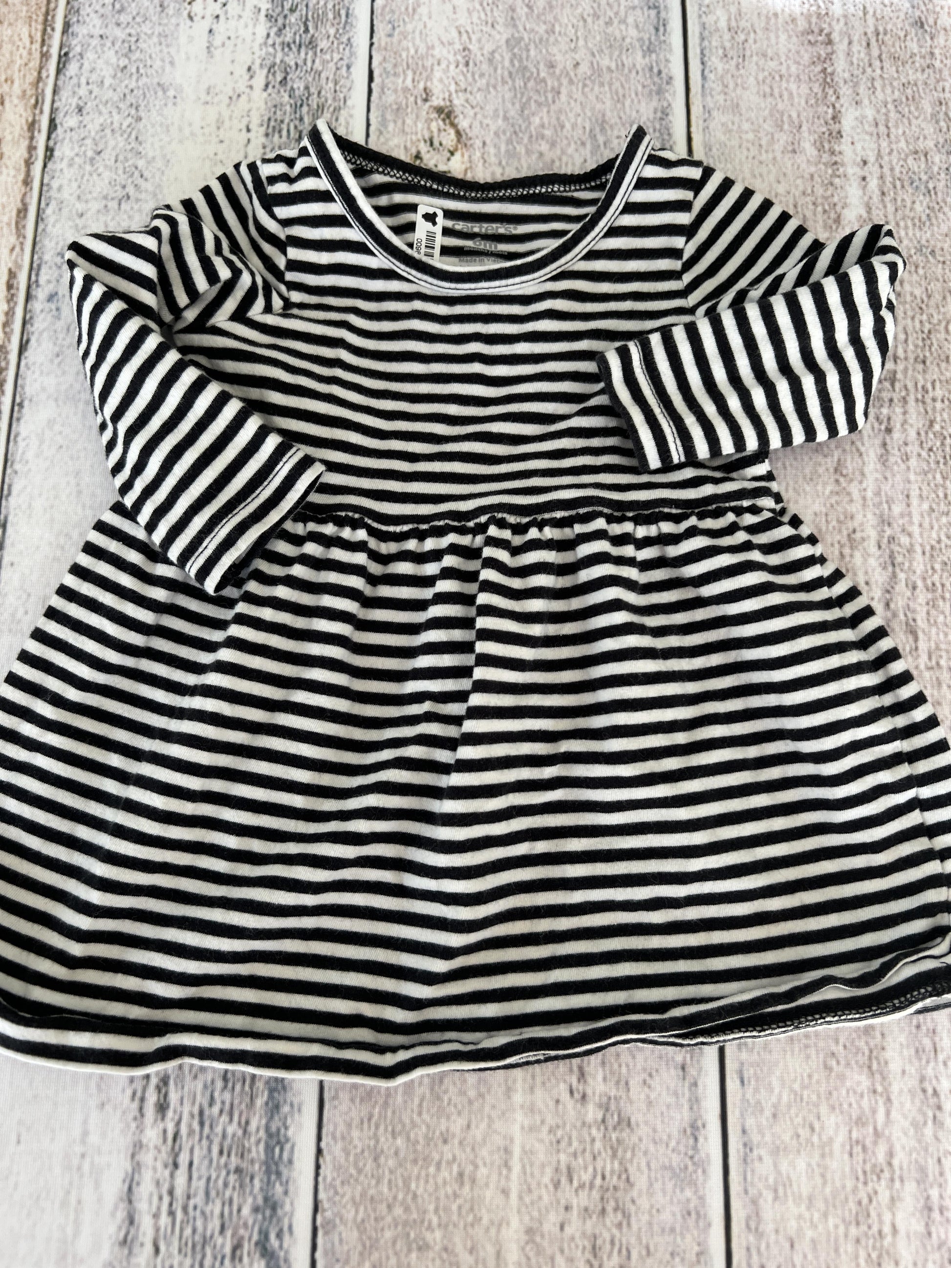 Carters Girls Black | White | Stripe Dress Size: 6 months Black | White | Stripe