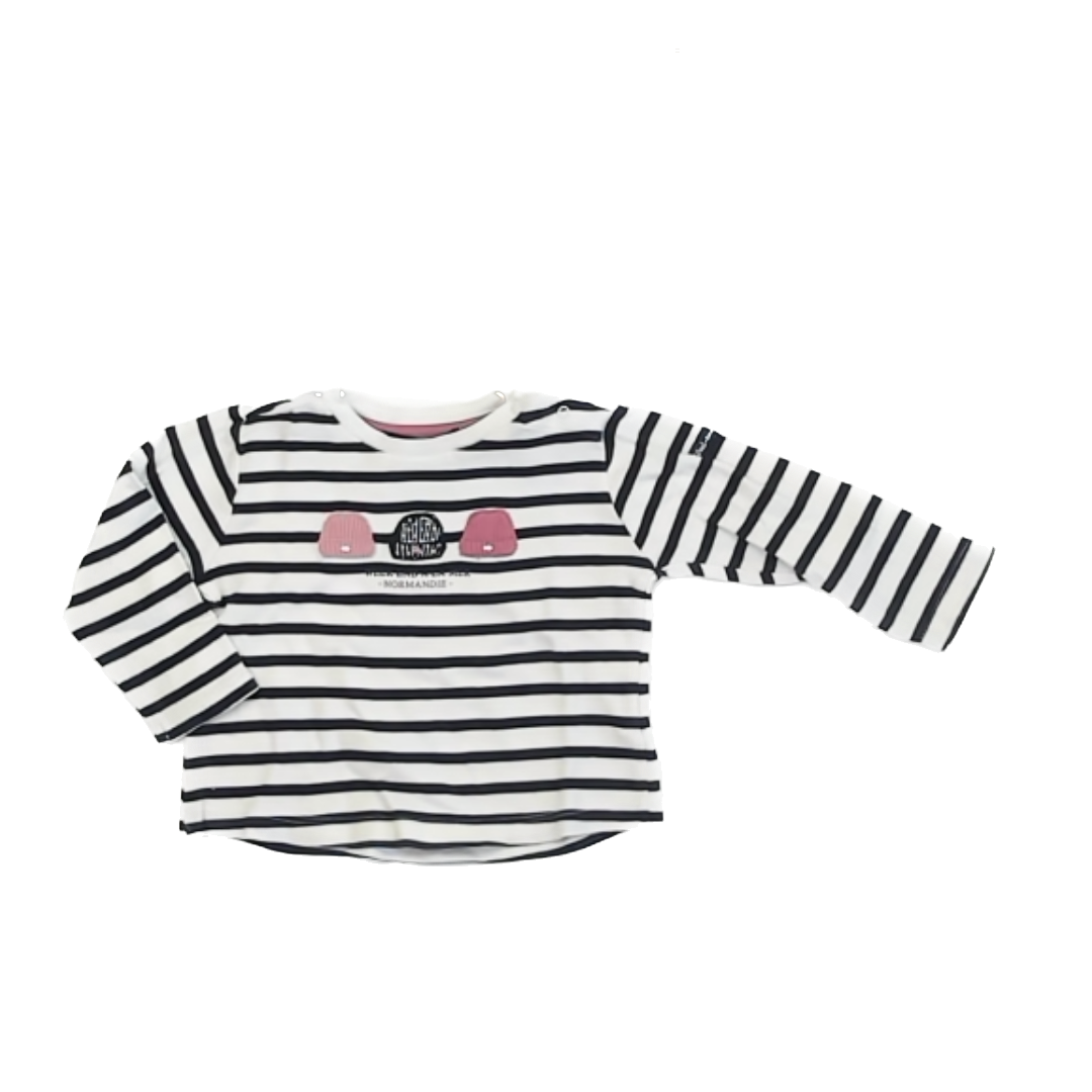 Weekend a la Mer Boys Black & White Stripe Long Sleeve Shirt Size: 18 Months Black & White Stripe
