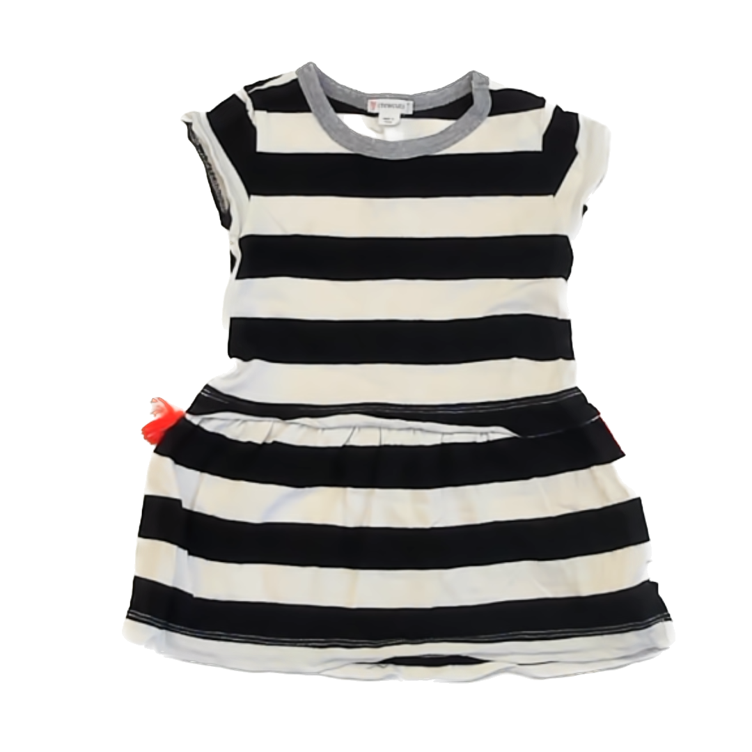 Crewcuts Girls Black & White Stripe Dress Size: 2T Black & White Stripe