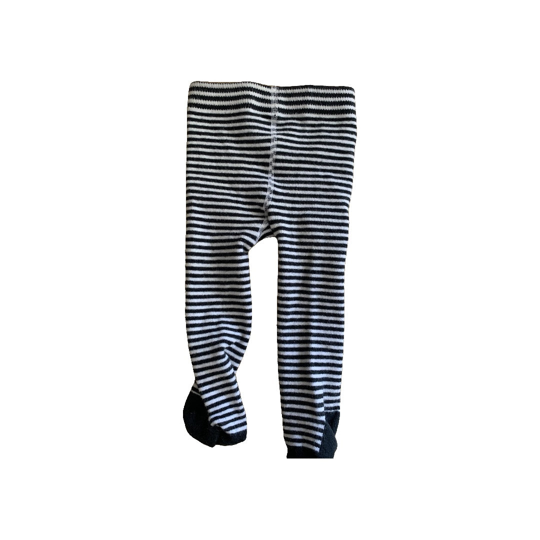 Girls Black | White | Stripe Leggings Size: 3-6 months Black | White | Stripe