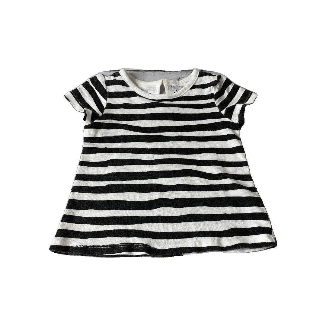 Little Starters Girls Black | White | Striped T-Shirt Size: 12-18 months Black | White | Striped