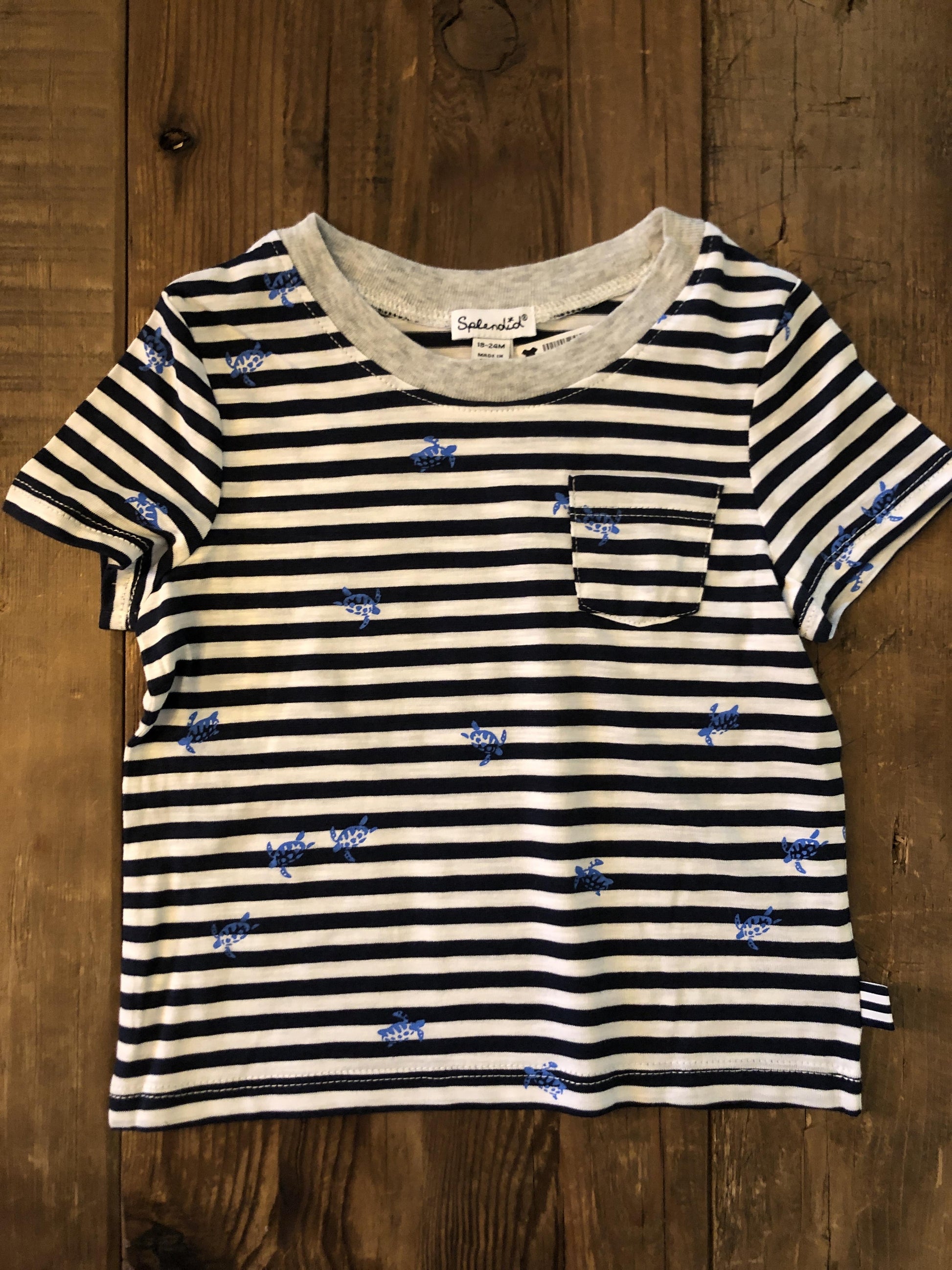 Splendid Unisex Black | White | Striped T-Shirt Size: 18-24 months Black | White | Striped