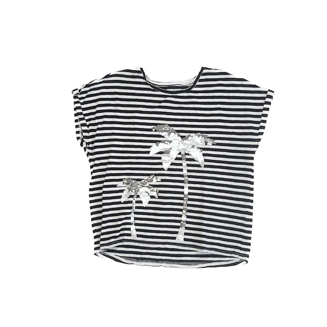 Rockets Of Awesome Girls Black | White Striped T-Shirt Size: 10-12 Years Black | White Striped