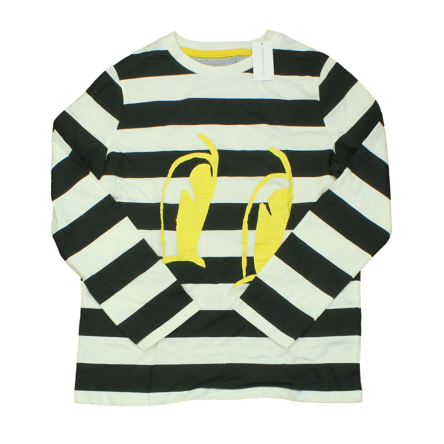 Rockets Of Awesome Boys Black | White | Stripes | Yellow Long Sleeve T-Shirt Size: 10 Years