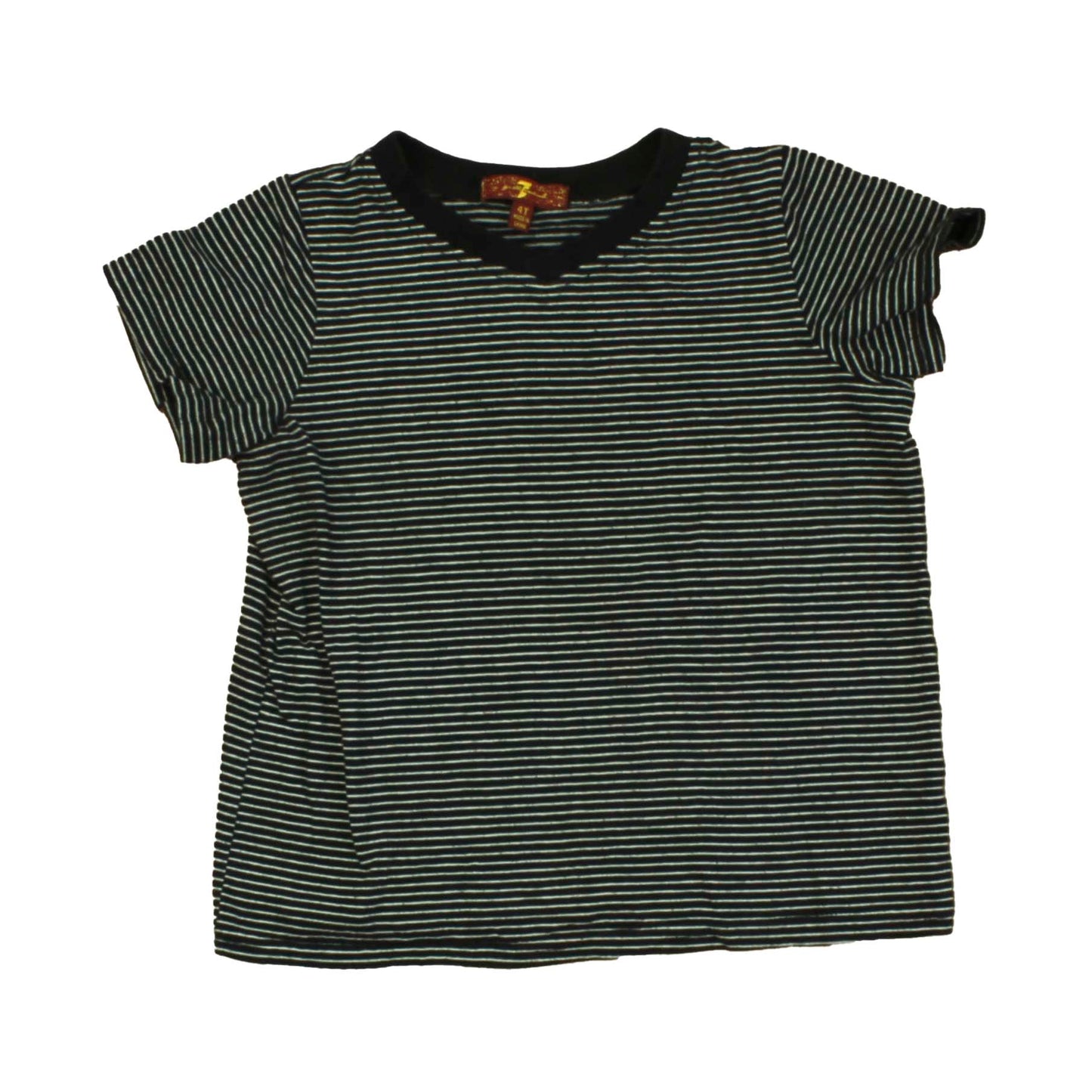 7 for all Mankind Boys Black | White | Stripes T-Shirt Size: 4T Black | White | Stripes