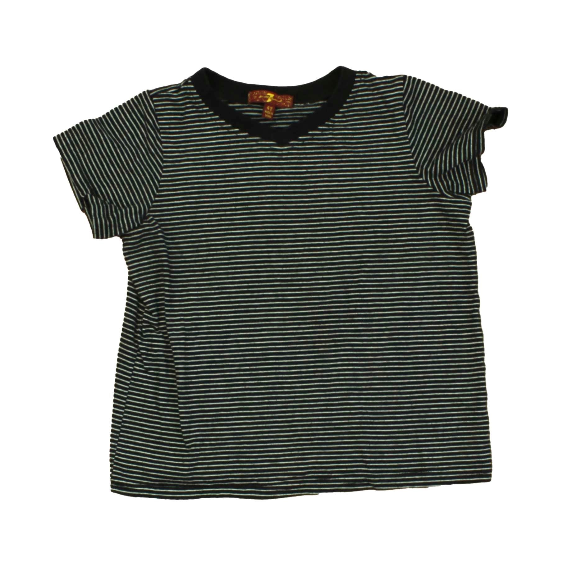 7 for all Mankind Boys Black | White | Stripes T-Shirt Size: 4T Black | White | Stripes