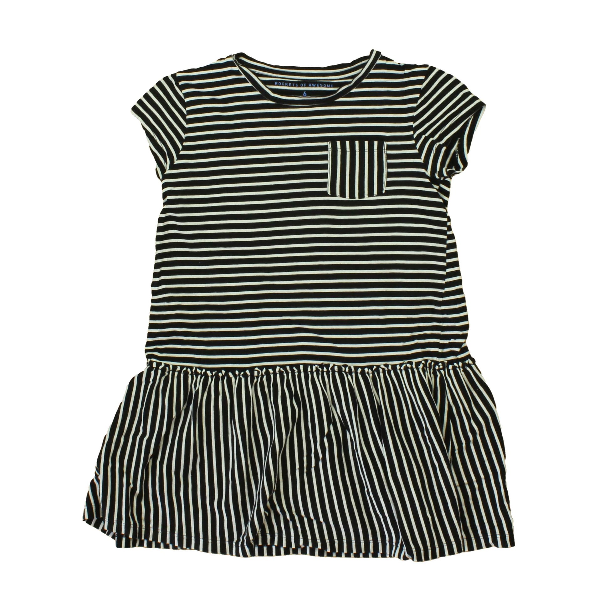 Rockets Of Awesome Girls Black | White | Stripes Dress Size: 6 Years Black | White | Stripes