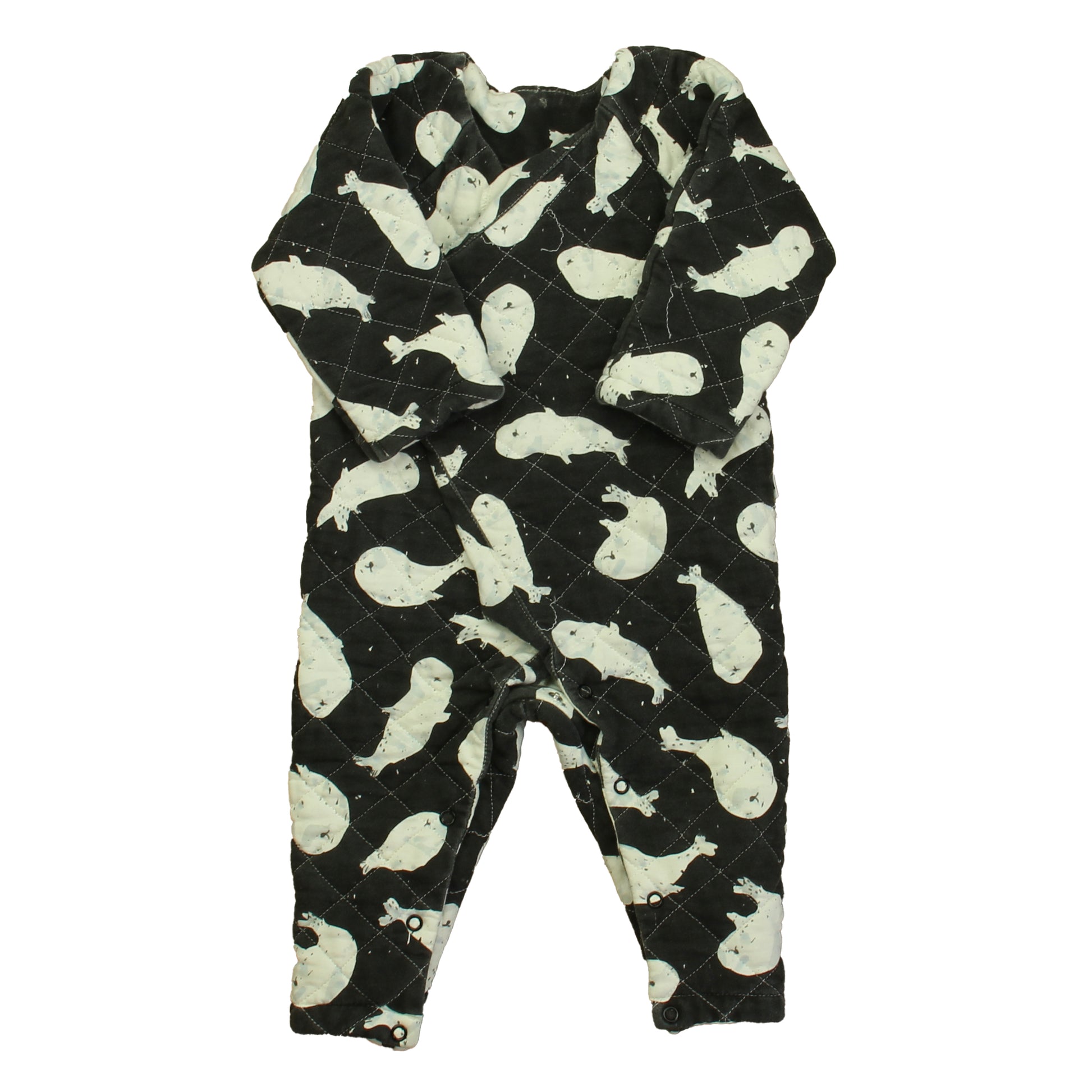 Noe & Zoe Berlin Unisex Black | White Long Sleeve Outfit Size: 12-18 Months Black | White