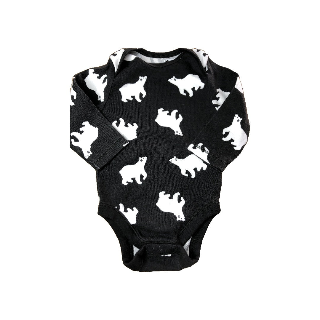 Old Navy Unisex Black | White Onesie Size: 3-6 months Black | White