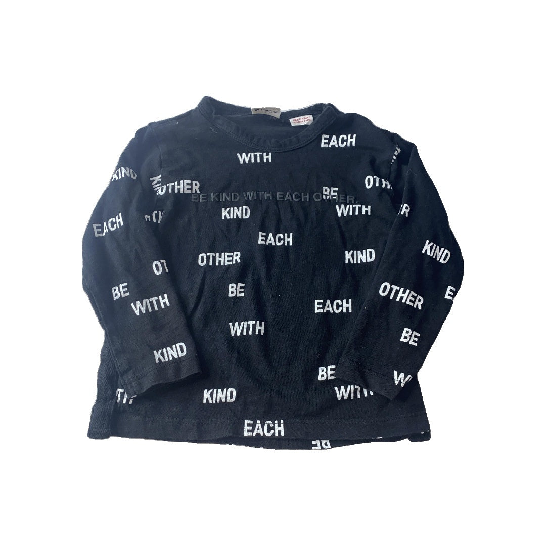Zara Boys Black | White Long Sleeve T-Shirt Size: 18-24 months Black | White