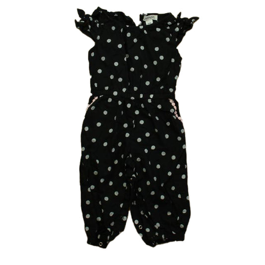 Flapdoodles Girls Black | White Romper Size: 12 Months Black | White