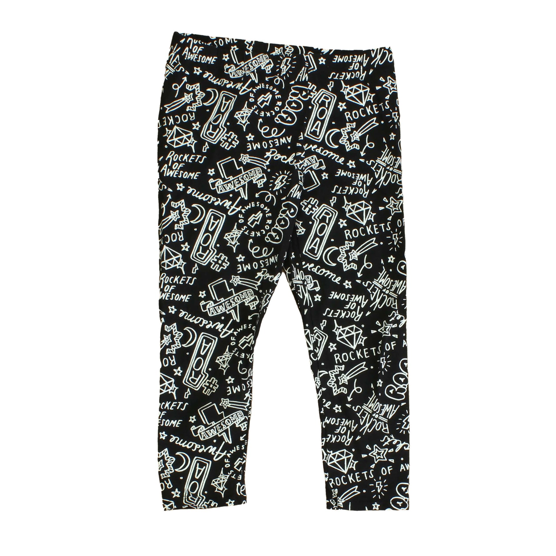 Rockets Of Awesome Girls Black | White Leggings Size: Big Girl Black | White