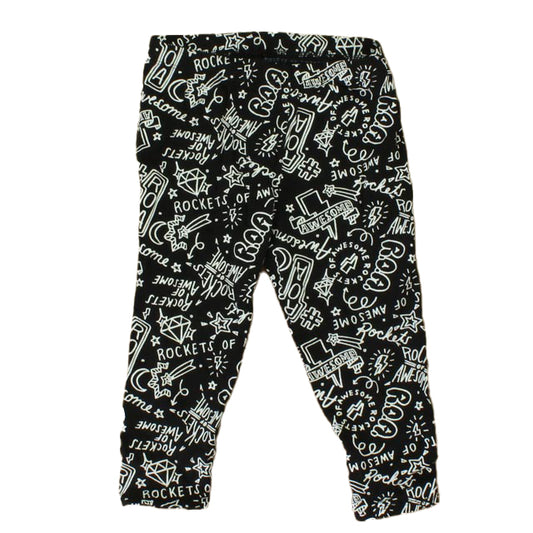 Rockets Of Awesome Girls Black | White Leggings Size: 7 Years