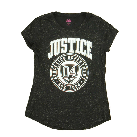 Justice Girls Black | White T-Shirt Size: 7-8 Years