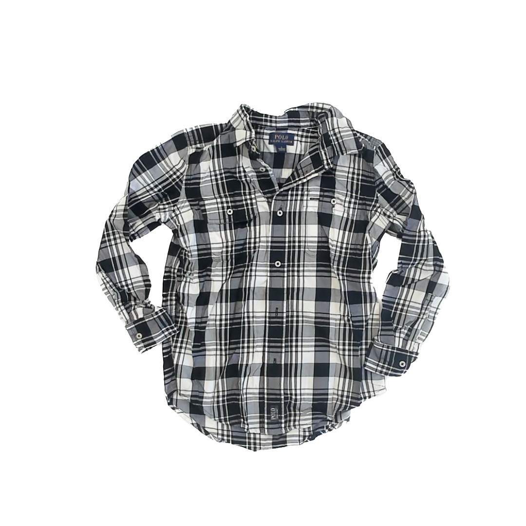 Ralph Lauren Boys Black | White Button Down Long Sleeve Size: 6 Years Black | White