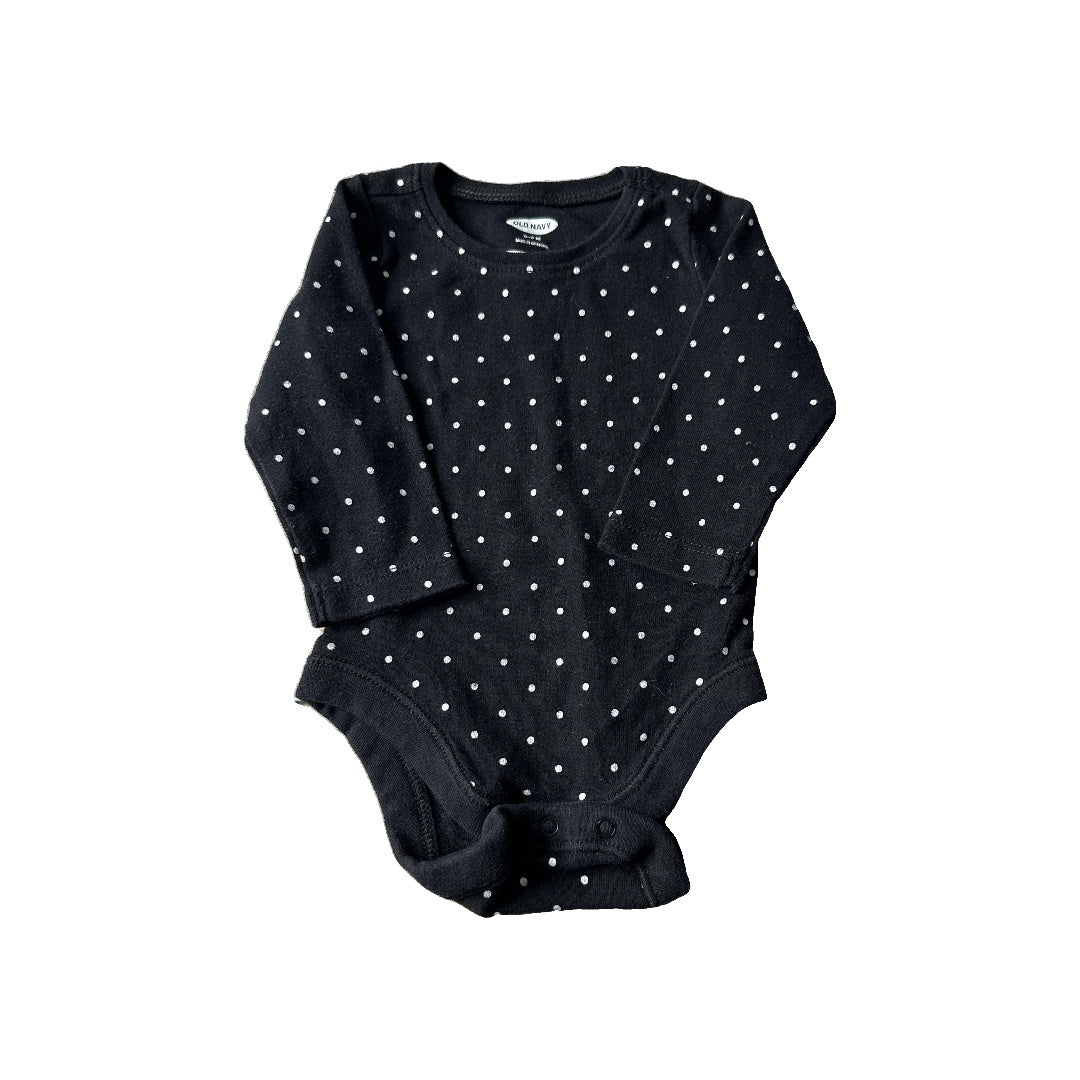 Old Navy Girls Black | White Onesie Size: 0-3 months Black | White